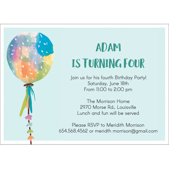 Blue Tie-Dye Balloon Invitations